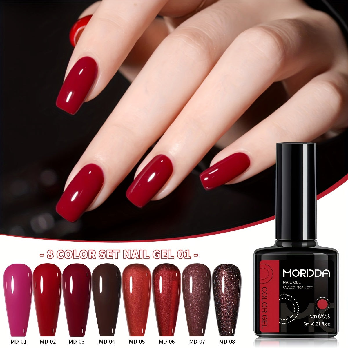 8Pcs Nail Polish Set Color Gel Glitter UV LED Manicure Kit Autumn Winter 2024