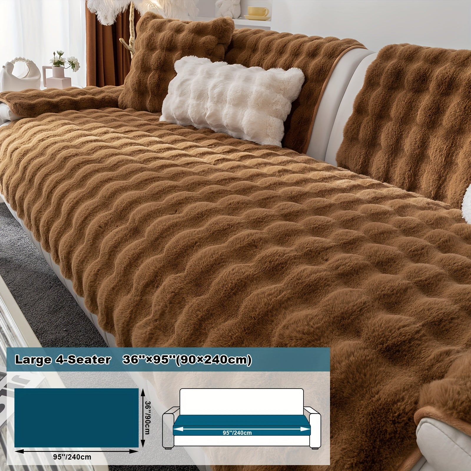 Имитация кролика плюшевая подушка-диван для домашних животных, дружелюбная к собакам с нескользящим чехлом для защиты мебели и декора в спальне, офисе или гостиной.