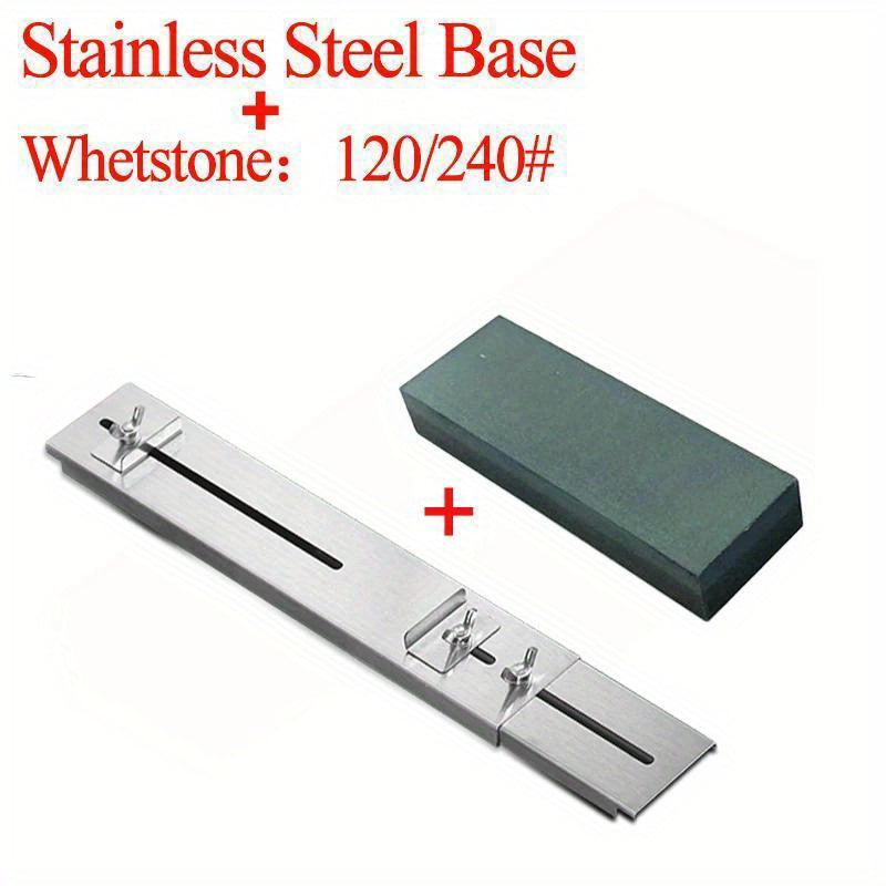 Stainless Steel Knife Sharpening Set with Adjustable Sink Rack Oil Stone and Non-Slip Base