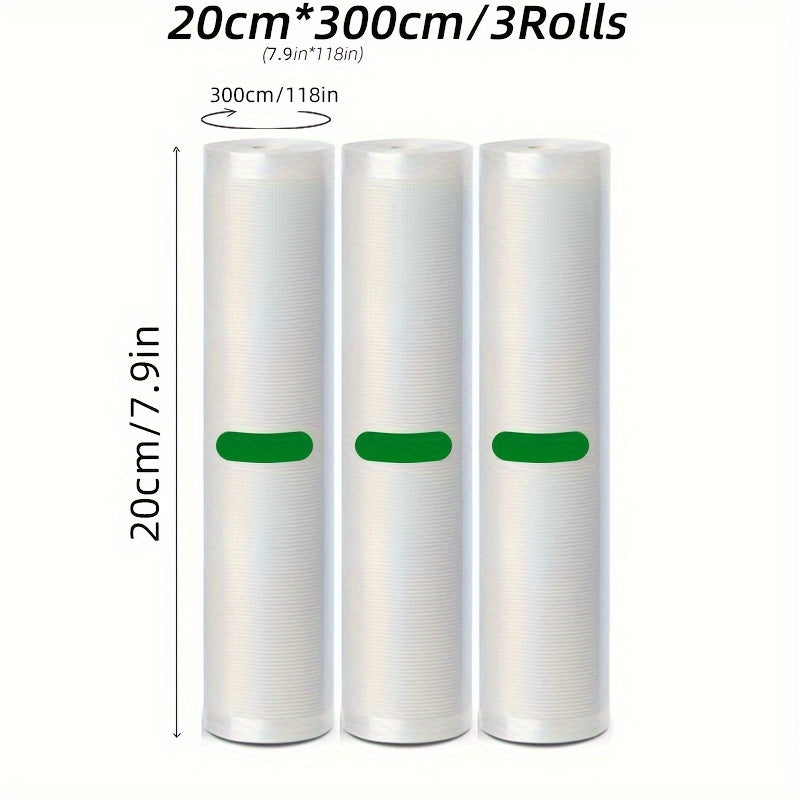 Vakuum yopish sumkalar 3 ta rulon, 3M teksturali BPA-free PE+PA sous vide va saqlash uchun
