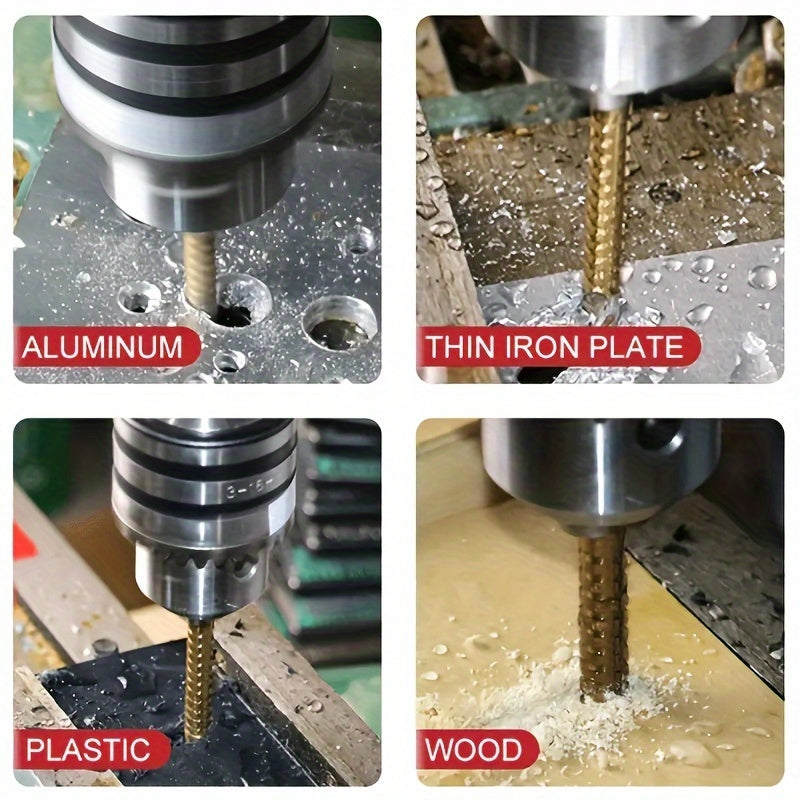 6-Piece Titanium Step Drill Bit Set for Wood and Metal 4-32mm with 3, 6, 8mm Openings