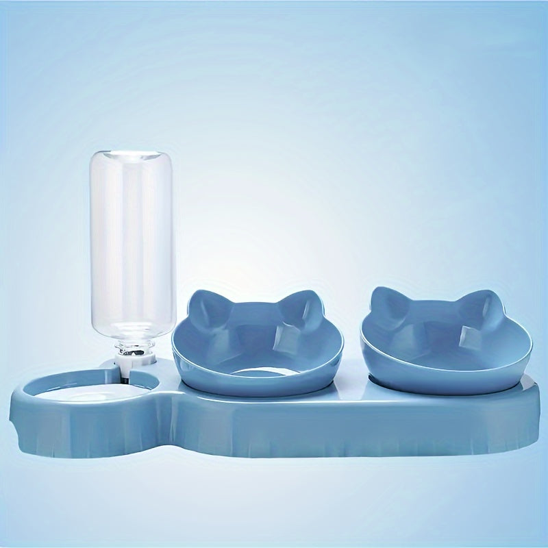 Egilib tushirilgan dizayn va tortishish bilan suv idishi bilan avtomatik hayvonlar uchun oziqlantiruvchi, itlar va mushuklar uchun