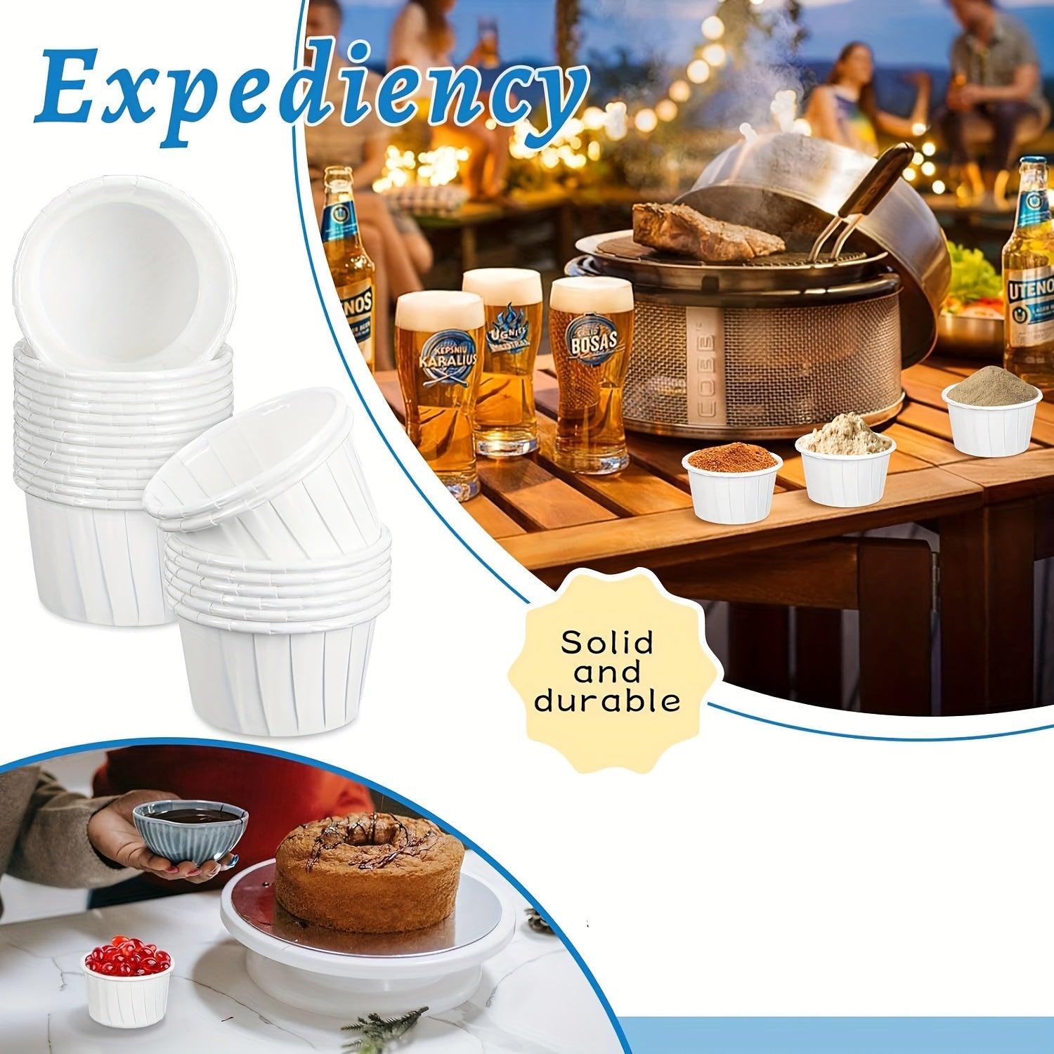 Pack of 100 White Paper Souffle Cups Small Disposable Portion Cups for Condiments and Desserts