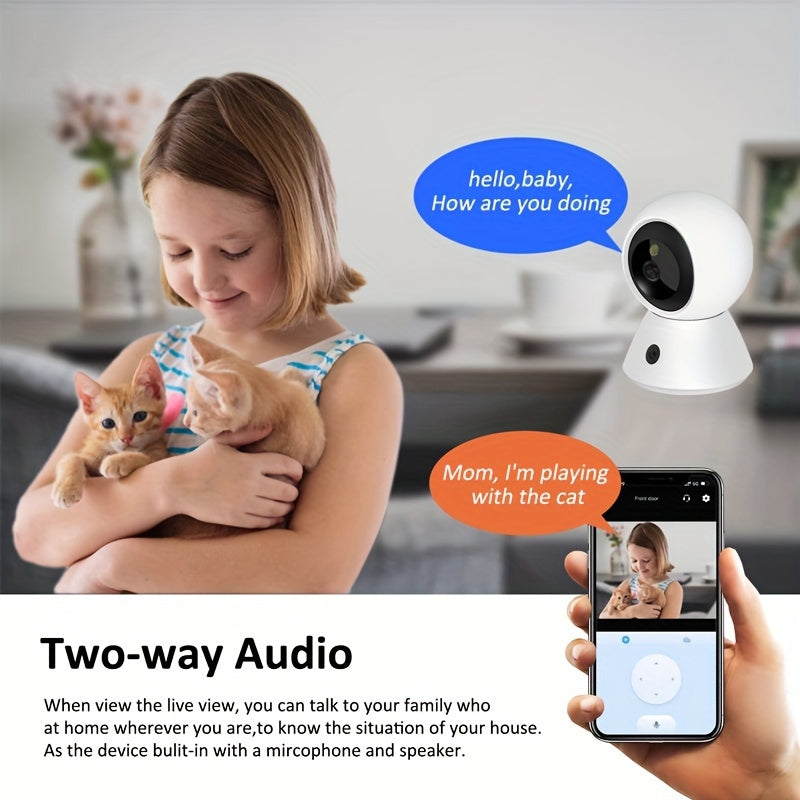 1080P Indoor Security Camera WiFi Pan Tilt Night Vision Motion Alerts Two-Way Audio