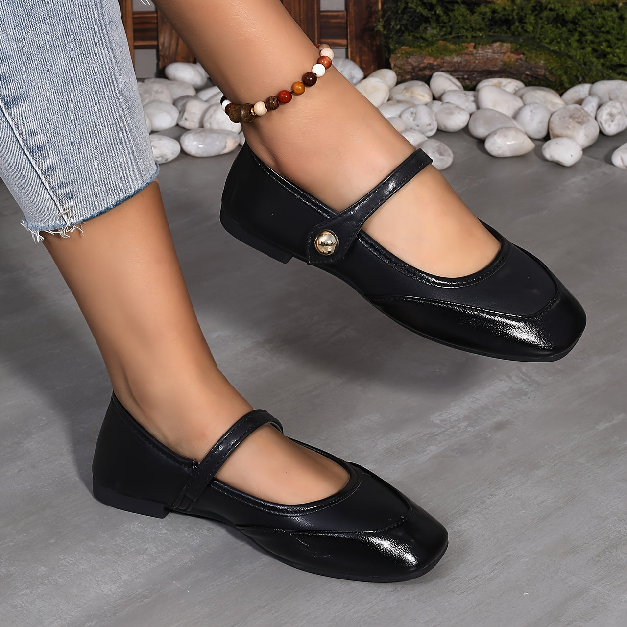 Women's Mary Jane Flats Square Toe Slip-On Casual and Formal Shoes