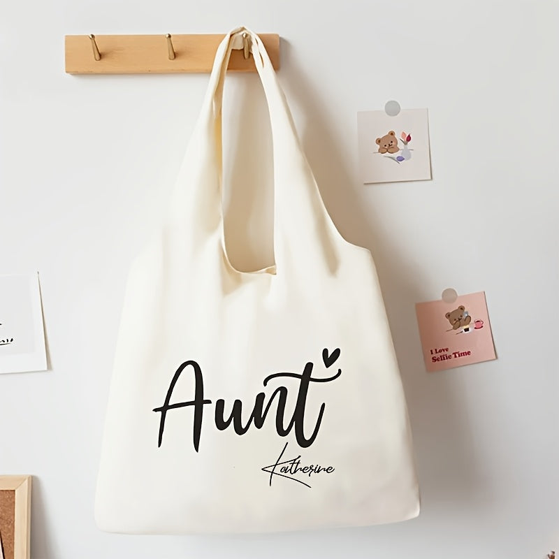 Stylish Aunt Tote Bag Canvas White Foldable Machine Washable Gift for Aunts