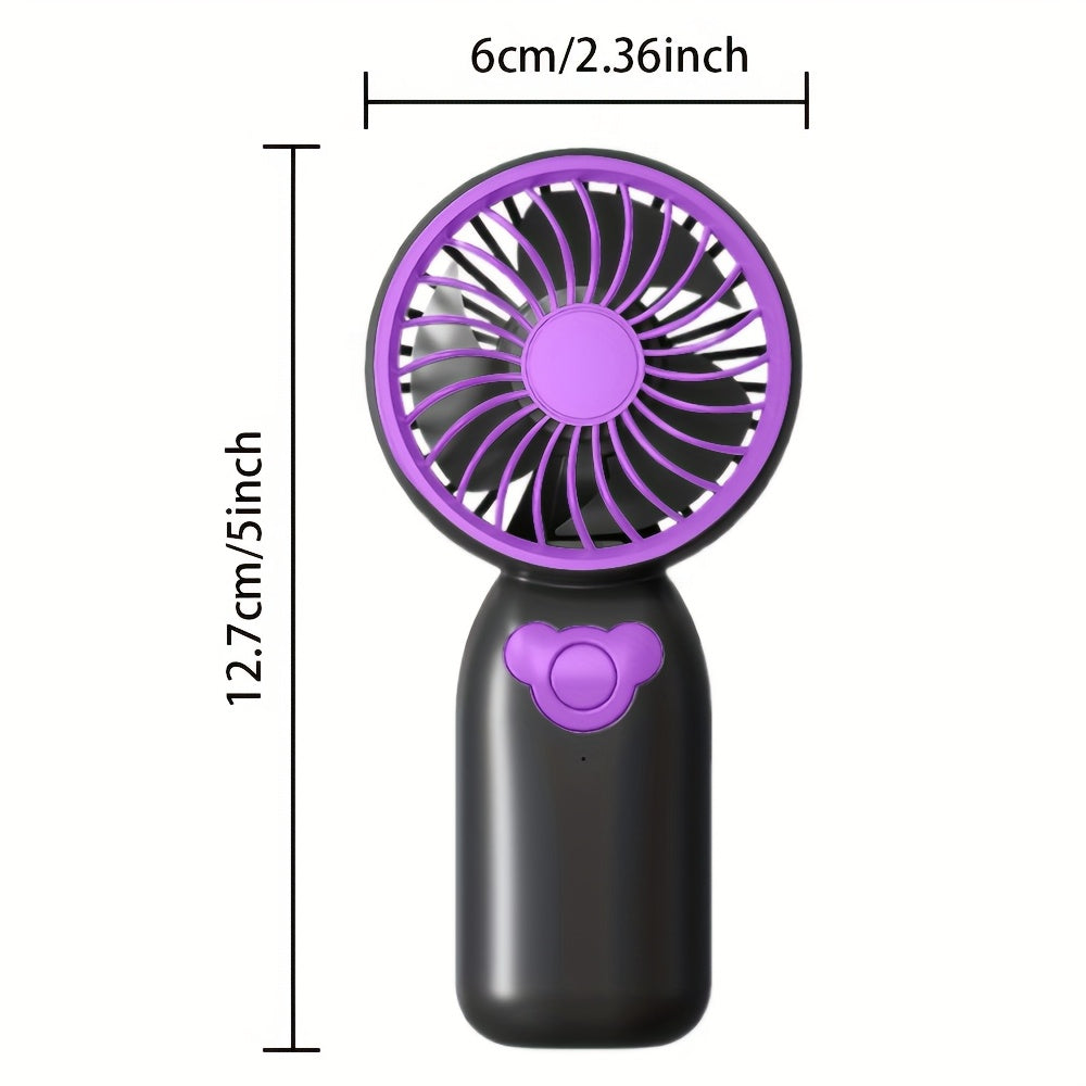 Мини-вентилятор с перезаряжаемой батареей USB с 3 скоростями, аккумулятор 500 мАч, носимый для офиса, на улице, в путешествиях, черный, фиолетовый