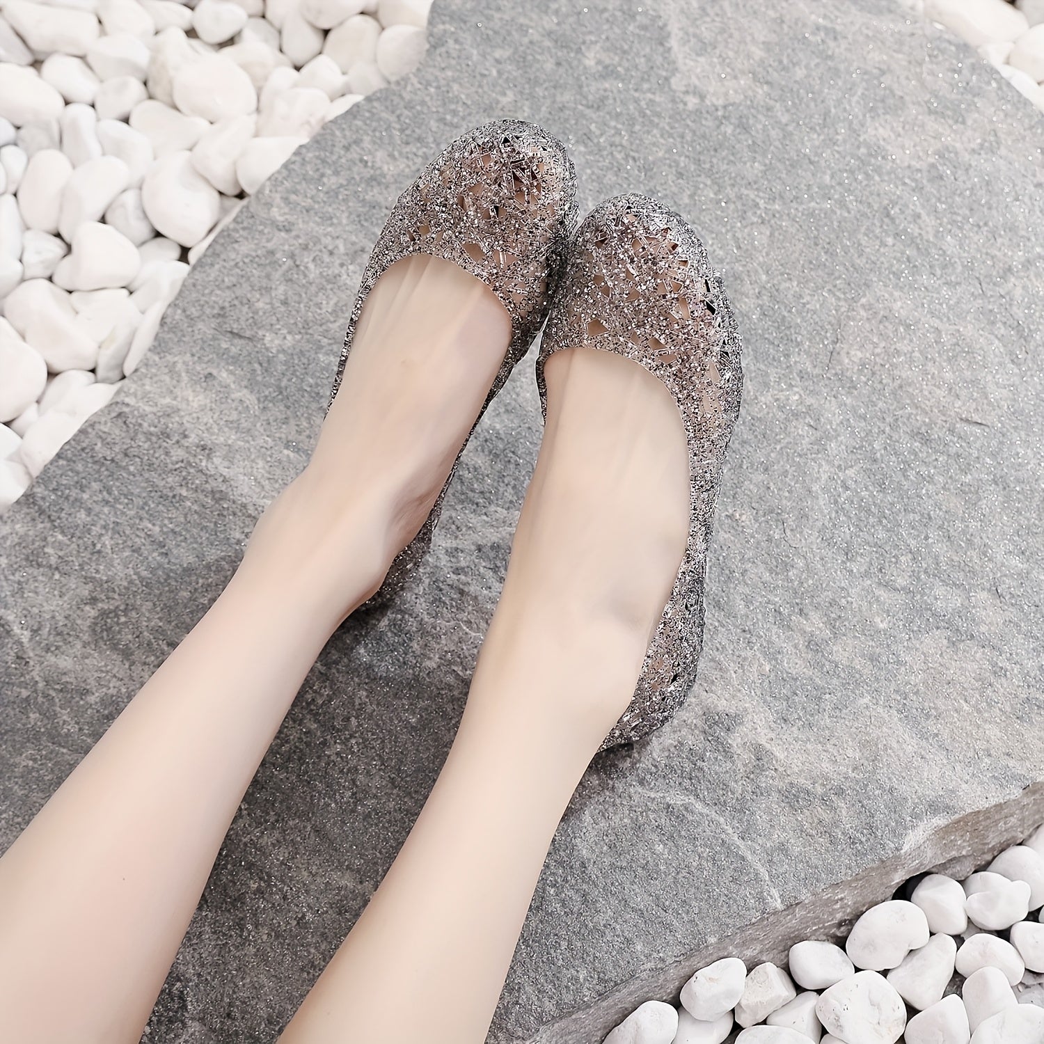 Zapatos de playa de cristal para mujer, ligeros, slip-on, cómodos y casuales