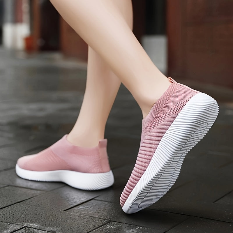 Women's Slip-On Sneakers Breathable Fabric EVA Cushioned Sole All-Season White Teal