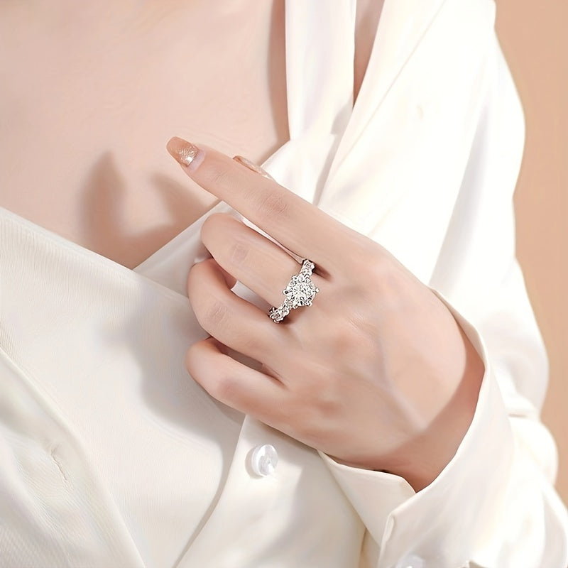 Women's Moissanite Solitaire Engagement Ring 1CT D Color VVS1 Clarity Wedding Band in Sterling Silver