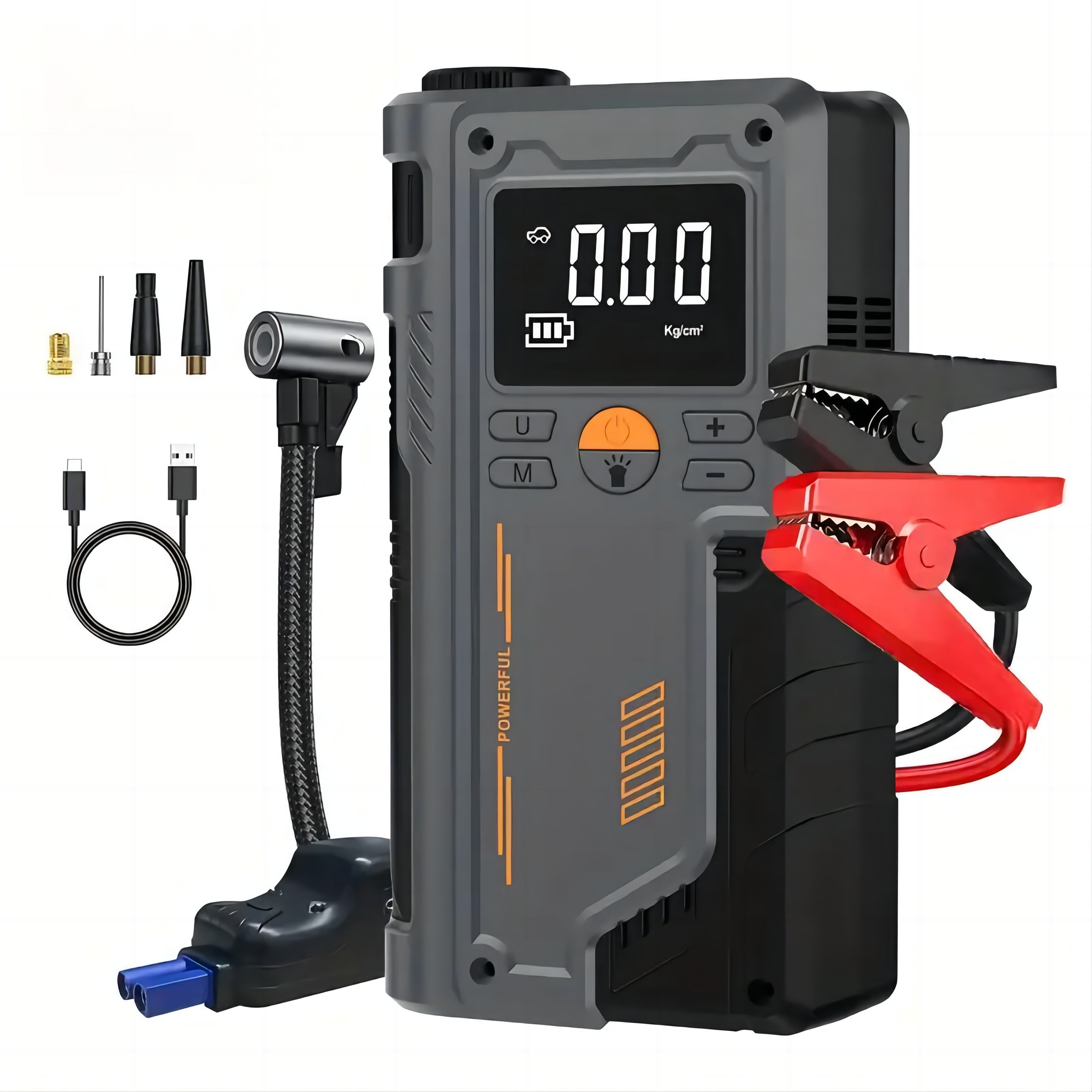 Portable Air Pump with Jump Starter 150psi 8000mAh Rechargeable Battery for Cars and Motorcycles