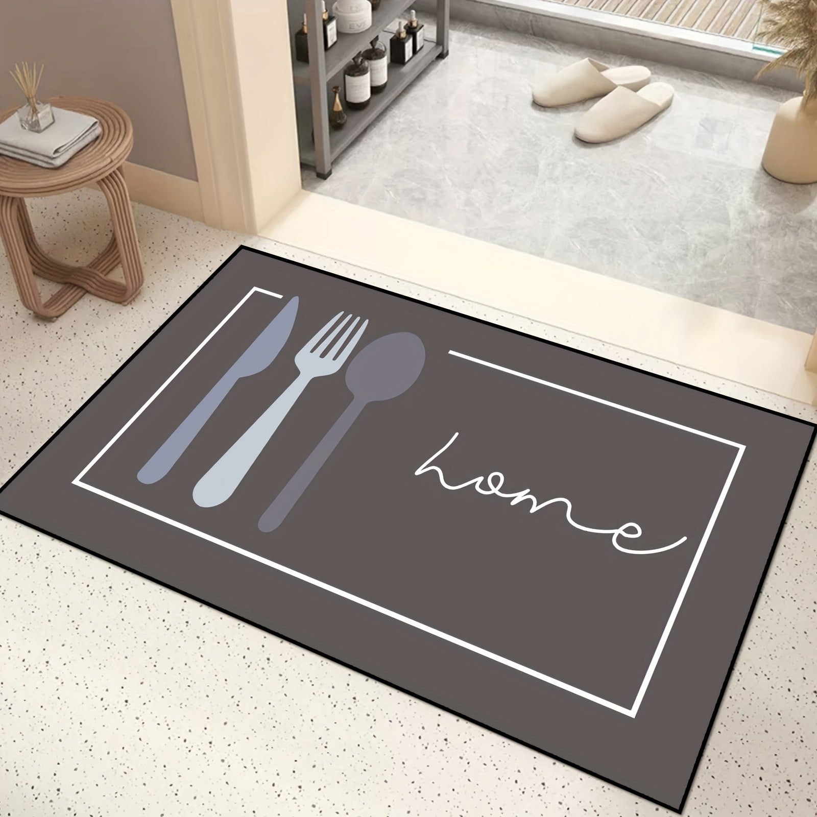 Washable Non-Slip Kitchen Floor Mat with Home Design Durable Polyester Carpet