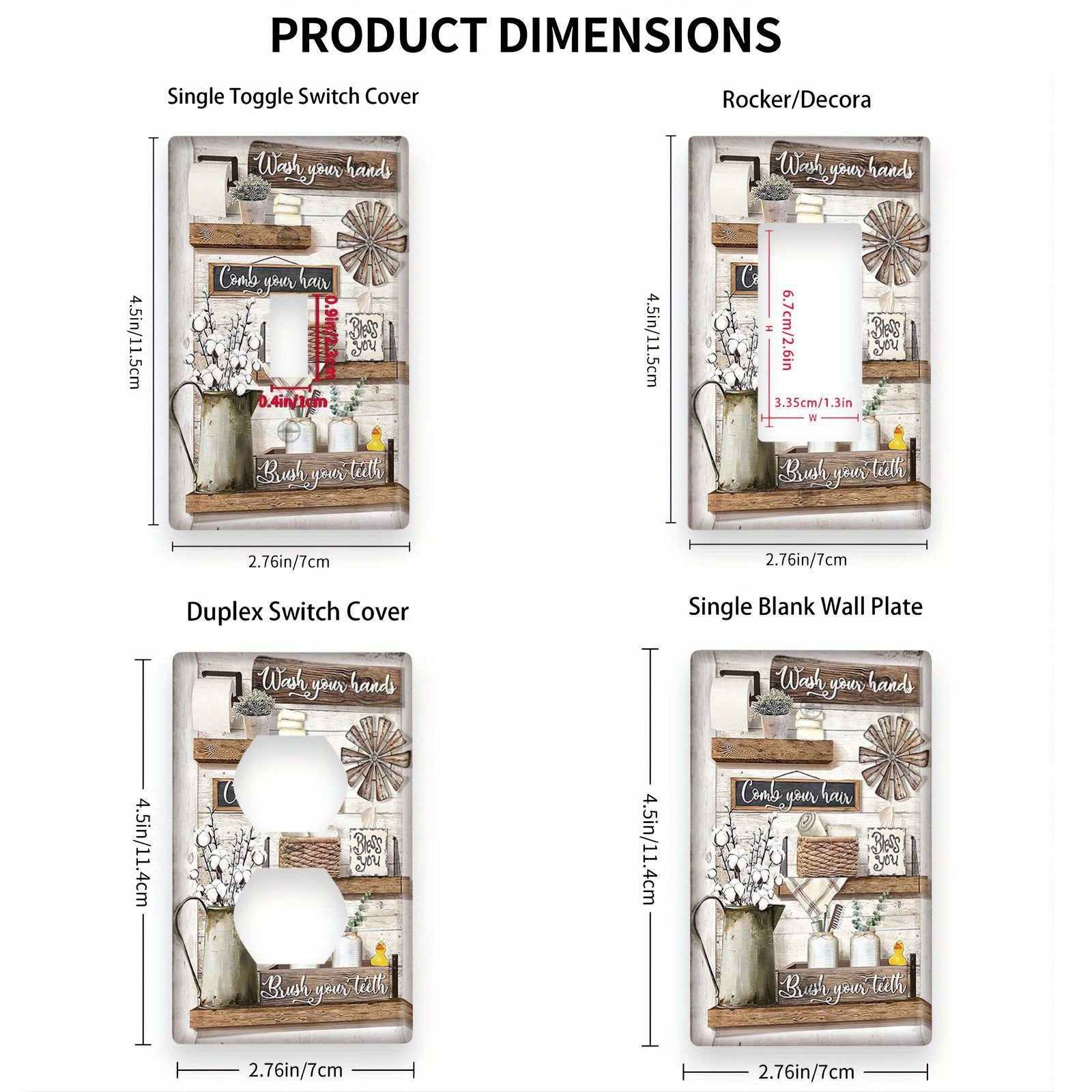 Cubierta decorativa rústica con flores para interruptores y enchufes