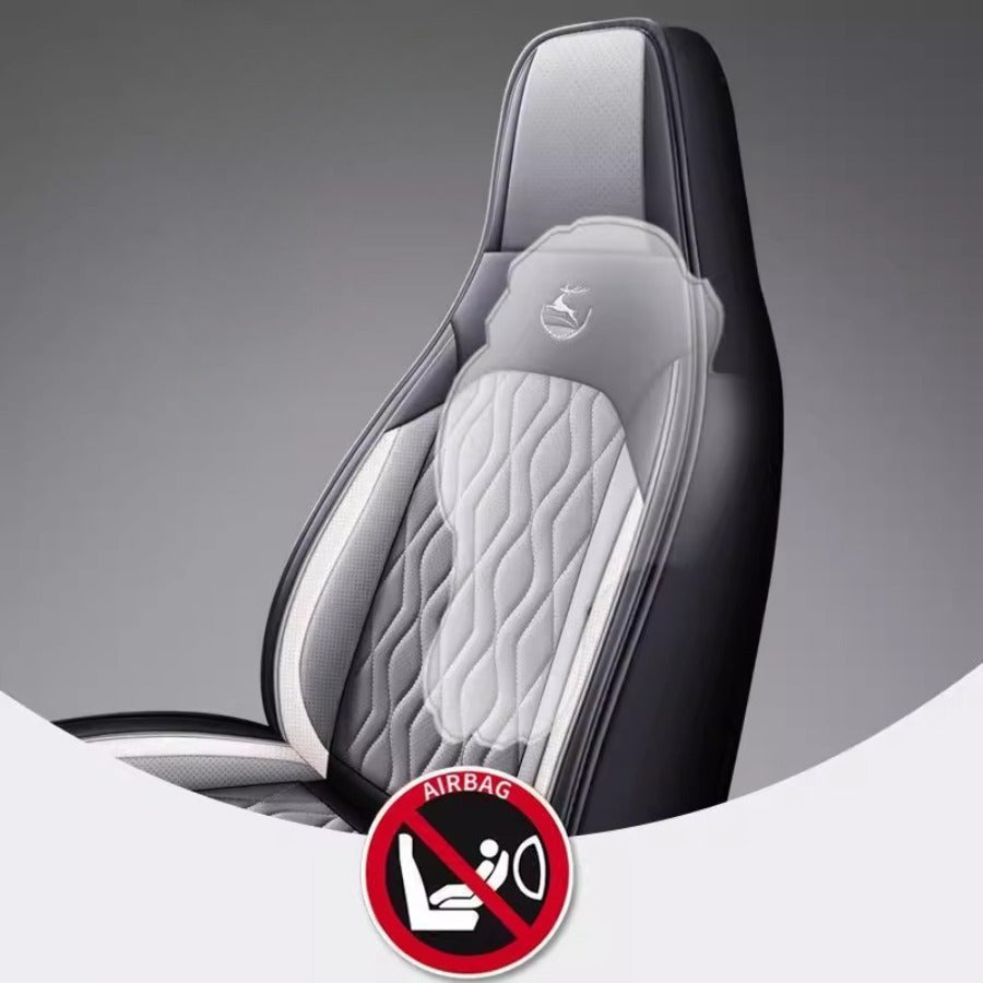 Juego de fundas para reposacabezas transpirable de cobertura completa en azul-gris para cojín de asiento de coche