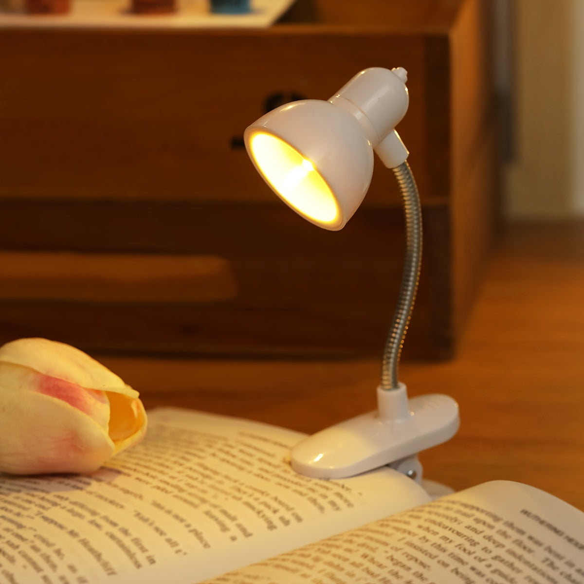 Mini Portable LED Book Light with Adjustable Arm Warm Light for Night Reading