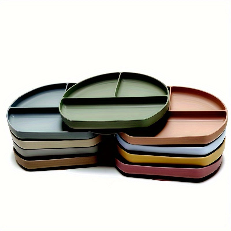 Bolalar uchun Silikon Stol to'plami, bo'lingan plita bilan, yiqilish va to'kilishdan himoya qilish uchun