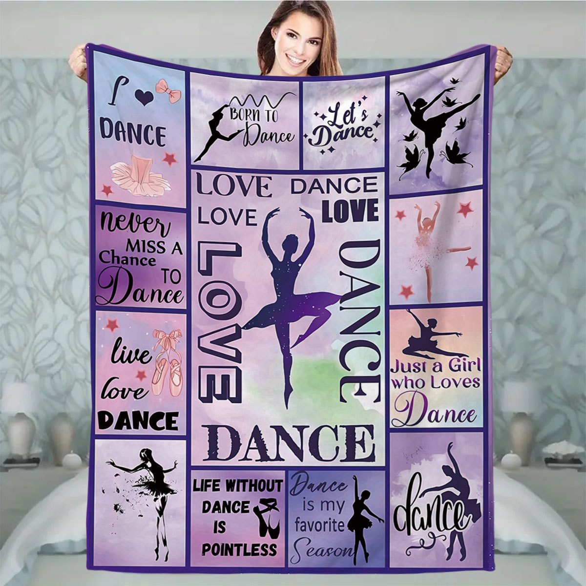 Warm Soft Flannel Ballet Dancer Throw Blanket for Ballerinas