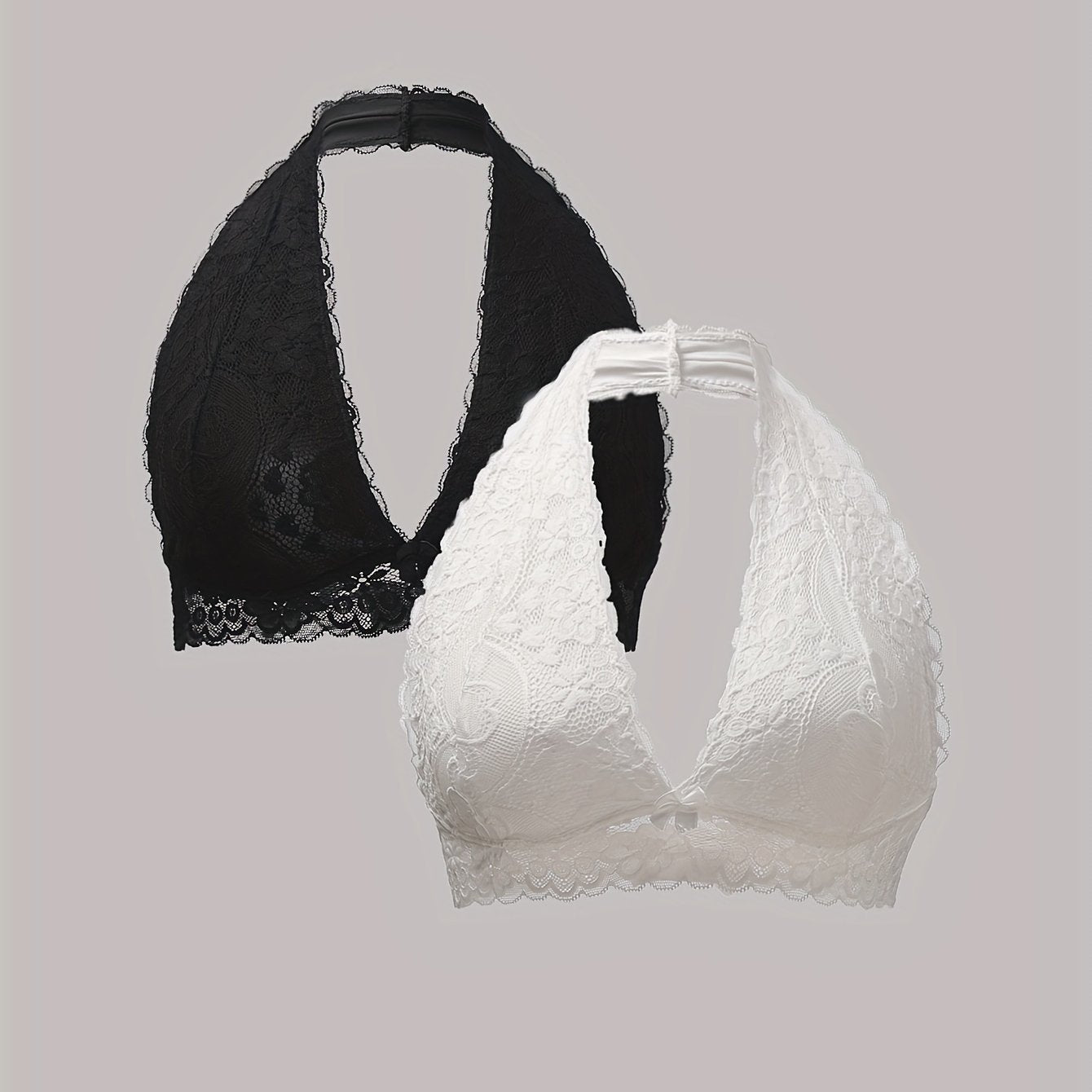 Women’s Lace Halter Bras Pack of 2 Comfortable Breathable Lingerie