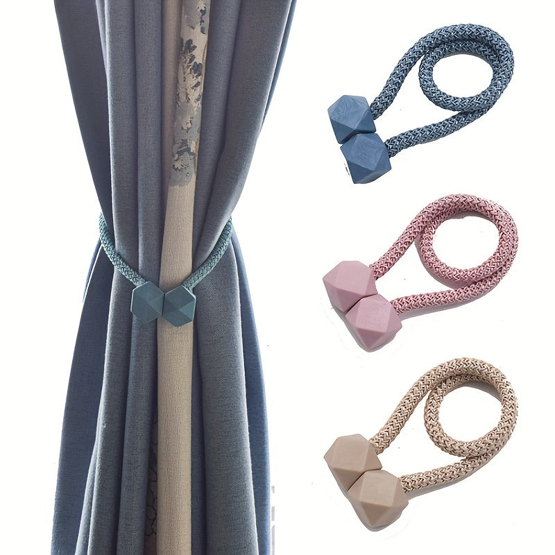 Modern Minimalist Curtain Tieback Set Plastic Cube Clips Blue Pink Peach Brown Window Drapery Holders