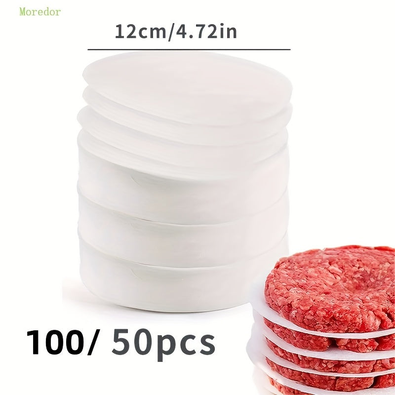 12.5cm dumaloq yopishmaydigan pishirish qog'ozlari varaqalari, oq, 100 dona, burgerlar va pechenelar uchun doiralar