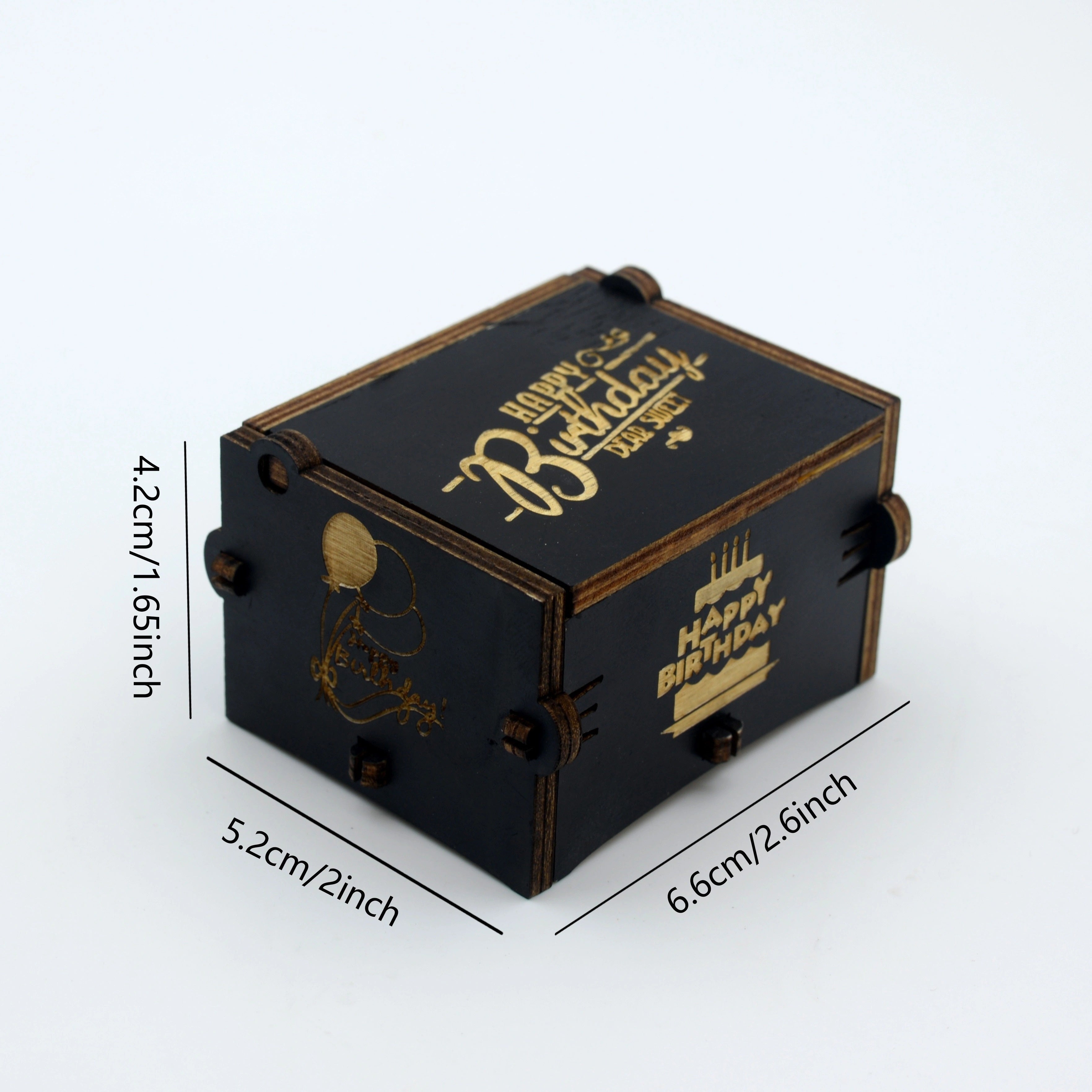 Деревянная музыкальная шкатулка с ручным приводом "С Днем Рождения" для особых случаев.