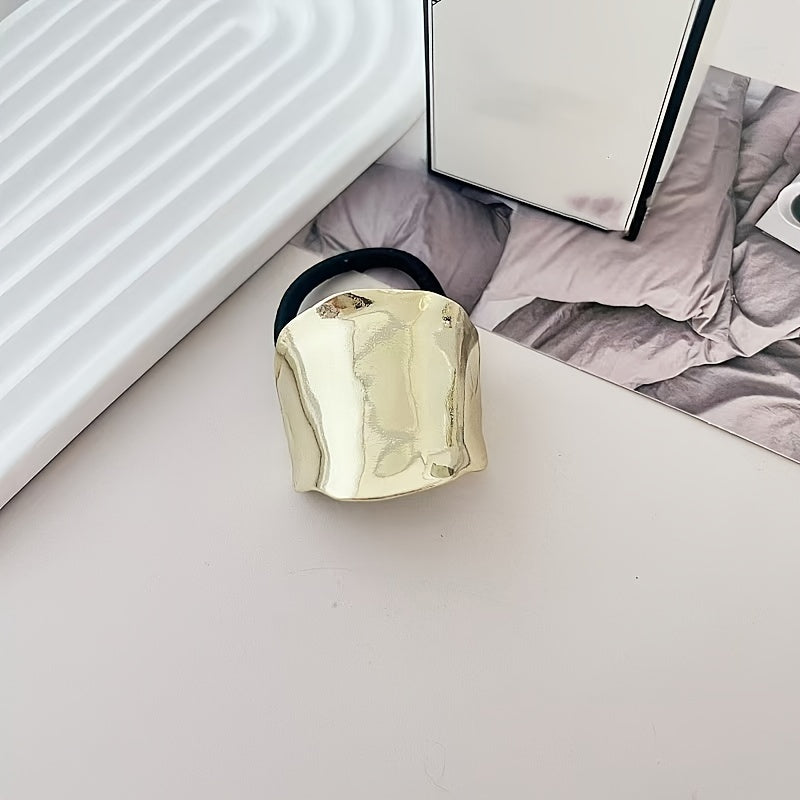 Set of 3 Gold Alloy Hair Ties for Women and Girls Minimalist Ponytail Holders