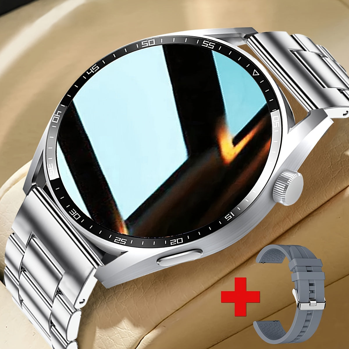 Мужские умные часы с TFT-дисплеем, стальной ремешок, беспроводная связь 5.3, оповещения о звонках и сообщениях, спортивный трекер