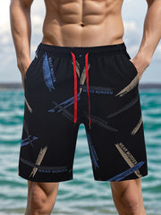 Men's Summer Knee-Length Shorts Breathable Polyester Spandex with Unique Print