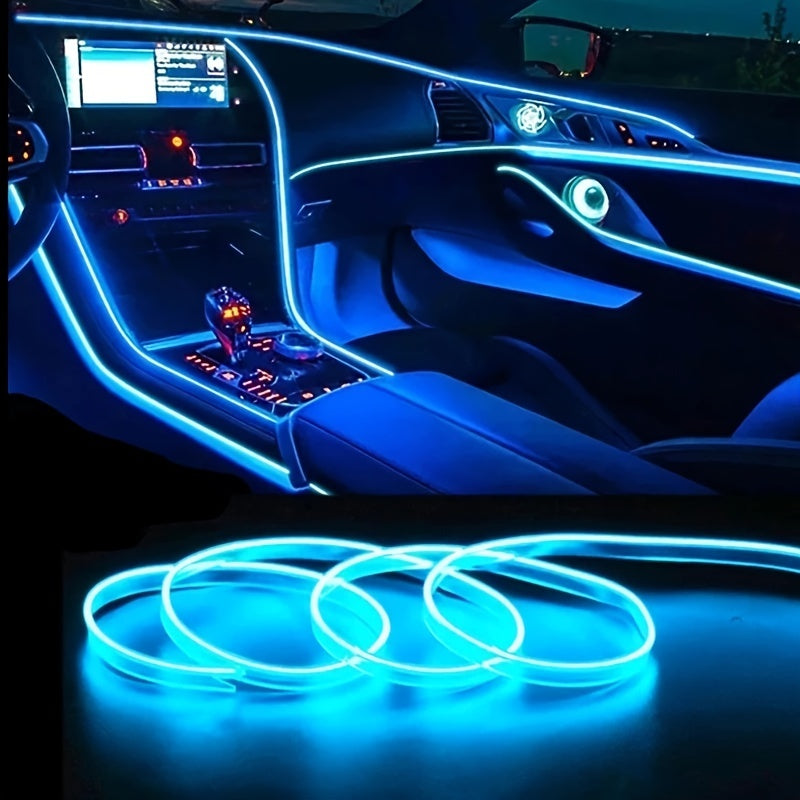 Tira de neón LED para interior de coche, luz ambiental flexible, decoración USB