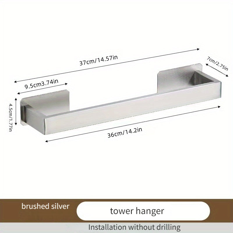 4-Piece Stainless Steel Kitchen and Bathroom Hanging Rack Set No-Drill Wall Mount