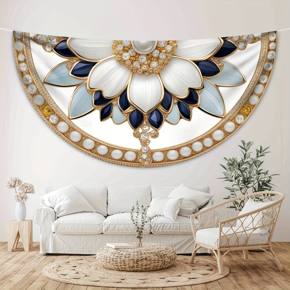 Waterproof Polyester Tablecloth with Diamond Pattern 160cm Diameter for Patio Dining and Outdoor Use