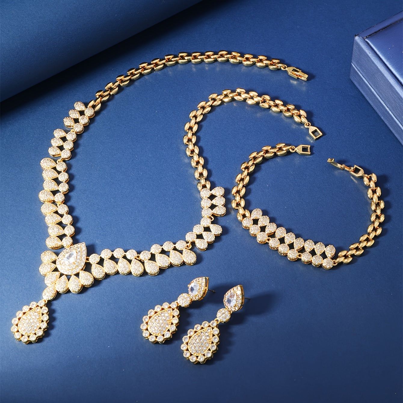 Women's Jewelry Set Copper Zirconia Middle Eastern Style Necklace Bracelet Earrings