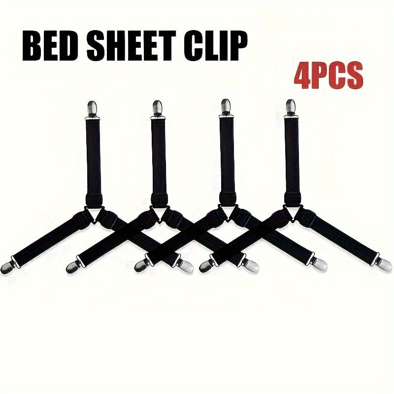 4 Pcs Adjustable Elastic Bed Sheet Holders Wrinkle-Free Bedding Straps