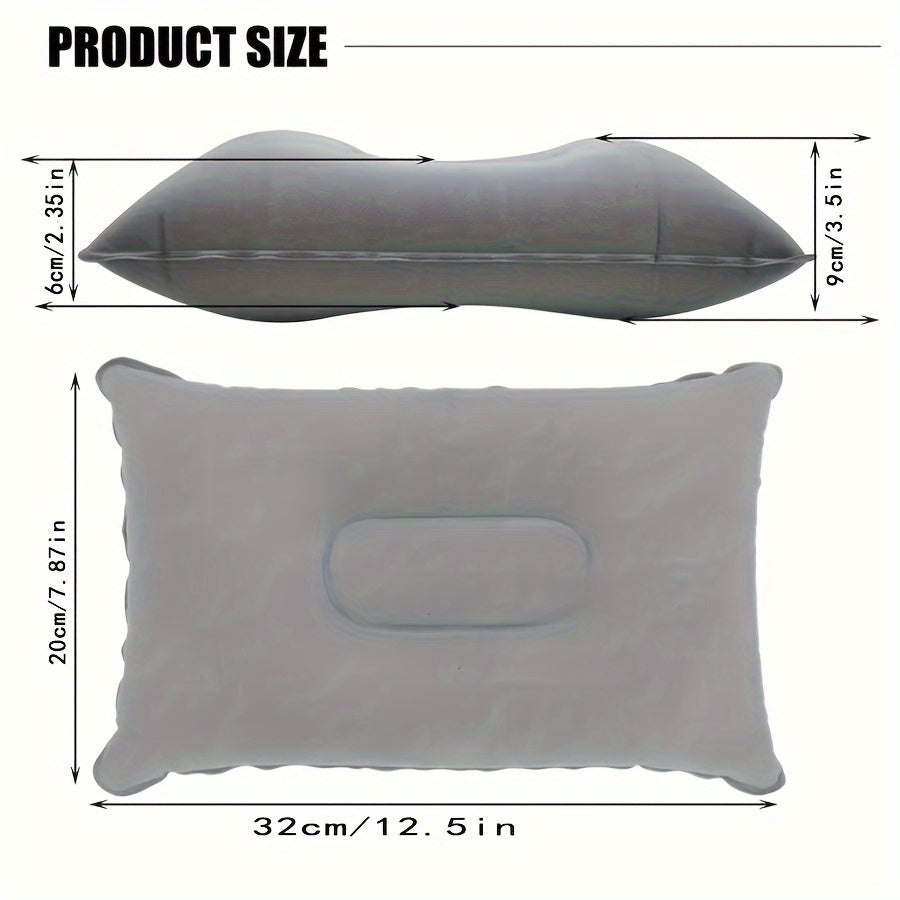 Inflatable PVC Pillow with Flocking Square Design for Camping Travel and Sleeping