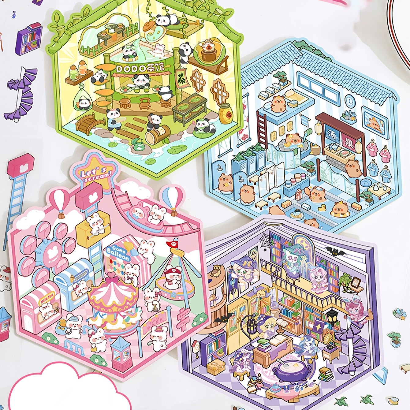 3D Наклейки для ландшафта хранения для миниатюрных сцен Маленький дом Журналинг DIY Облегчение стресса