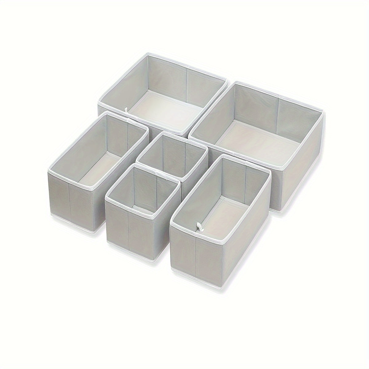 Набор из шести складных контейнеров из нетканого материала, идеально подходящих для организации одежды в шкафах и ящиках. Эти квадратные органайзеры без крышки идеально подходят для хранения необходимых вещей в детской и спальне.