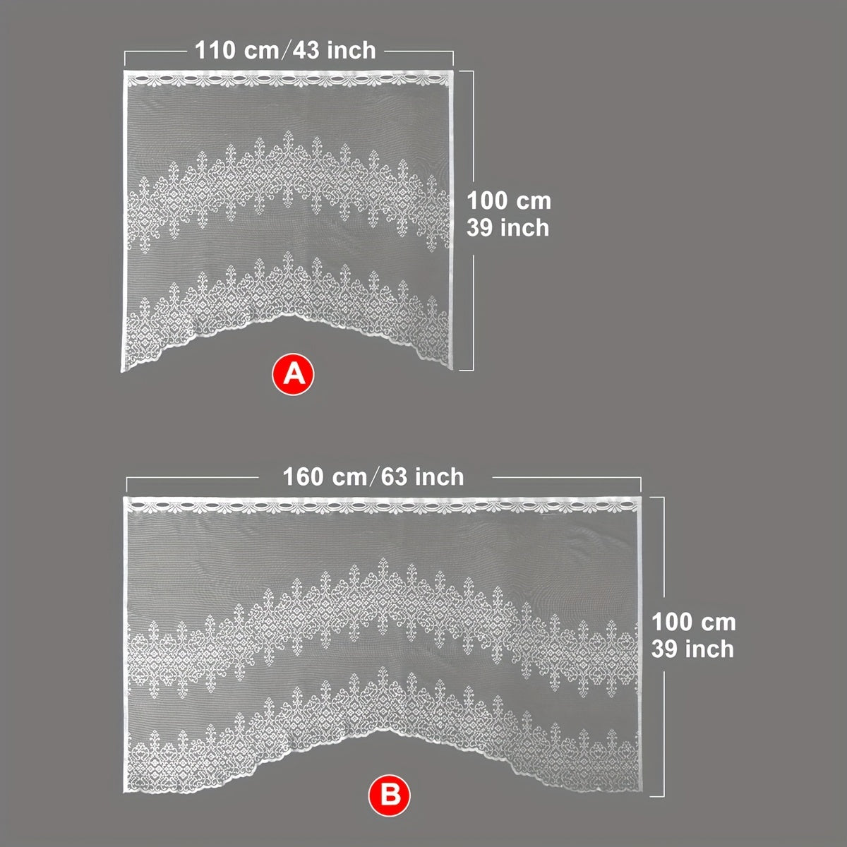 Белые кружевные занавески в кафе с геометрическим волнистым узором; подходят для гостиной, спальни, кухни и домашнего декора; поставляются в комплекте из 1 штуки.