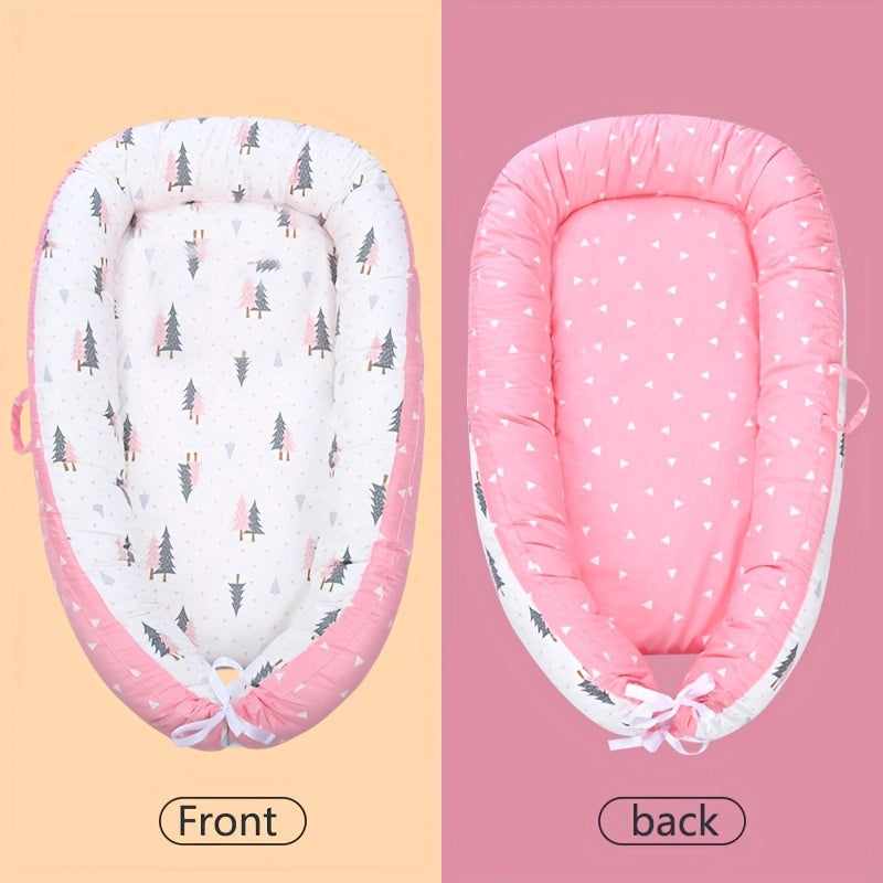 Kids Travel Bed Portable Foldable Washable with Anti-Pressure Cotton and Removable Pillow