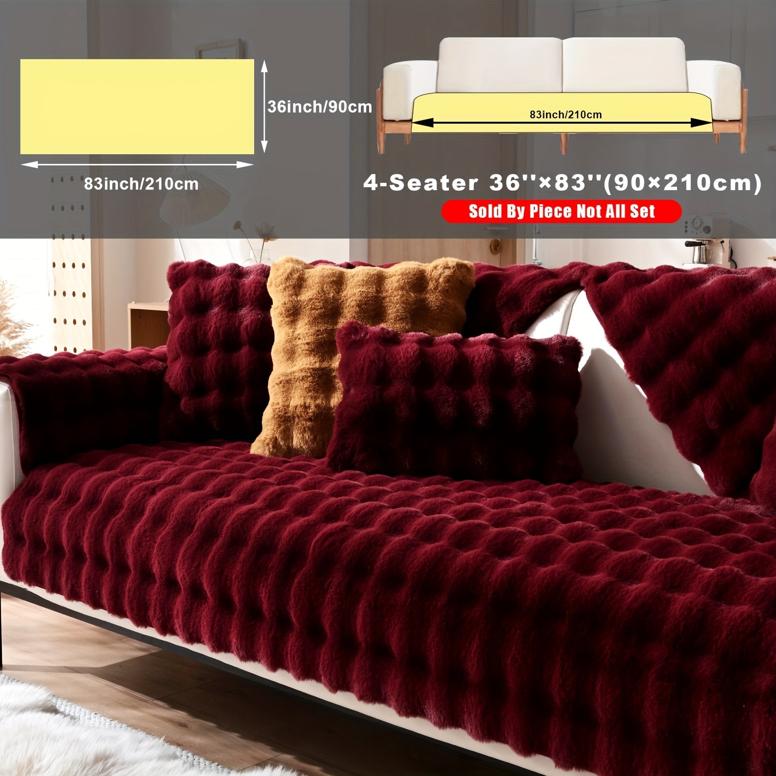 Накидка на диван из флиса для 2-4 местных диванов в 8 цветах, моющаяся в машине, дружелюбная к питомцам, современный дизайн