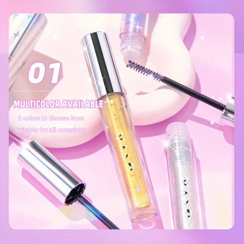Máscara de pestañas a prueba de agua con purpurina para mujer, rizada y alargadora, herramienta de maquillaje