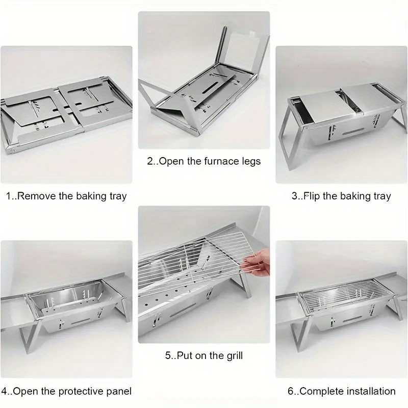 Sayohat, piknik va oilaviy tadbirlar uchun portativ zanglamaydigan po'latdan yasalgan yig'iladigan BBQ grill