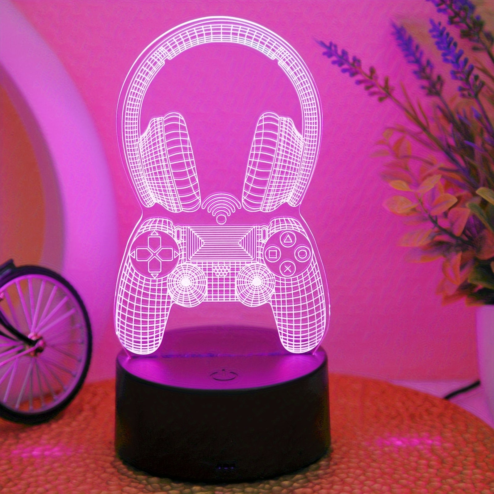 3D Night Light with Seven-Color Game Headset Handle for Bedroom and Game Room
