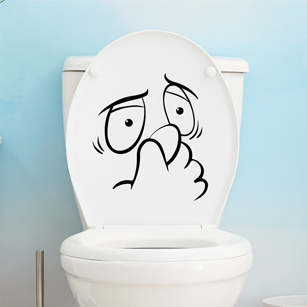 Adhesivo humorístico para tapa de inodoro para superficies de cerámica, autoadhesivo y removible