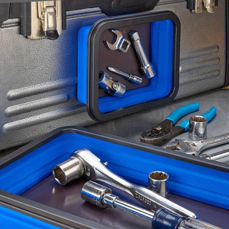 3Pc Magnetic Collapsible Parts Tray Set Silicone Tool Store Organizer