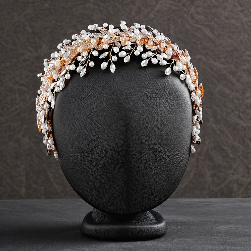Vintage to'y taqilishi uchun rhinestones va sequin bilan bezatilgan bosh band