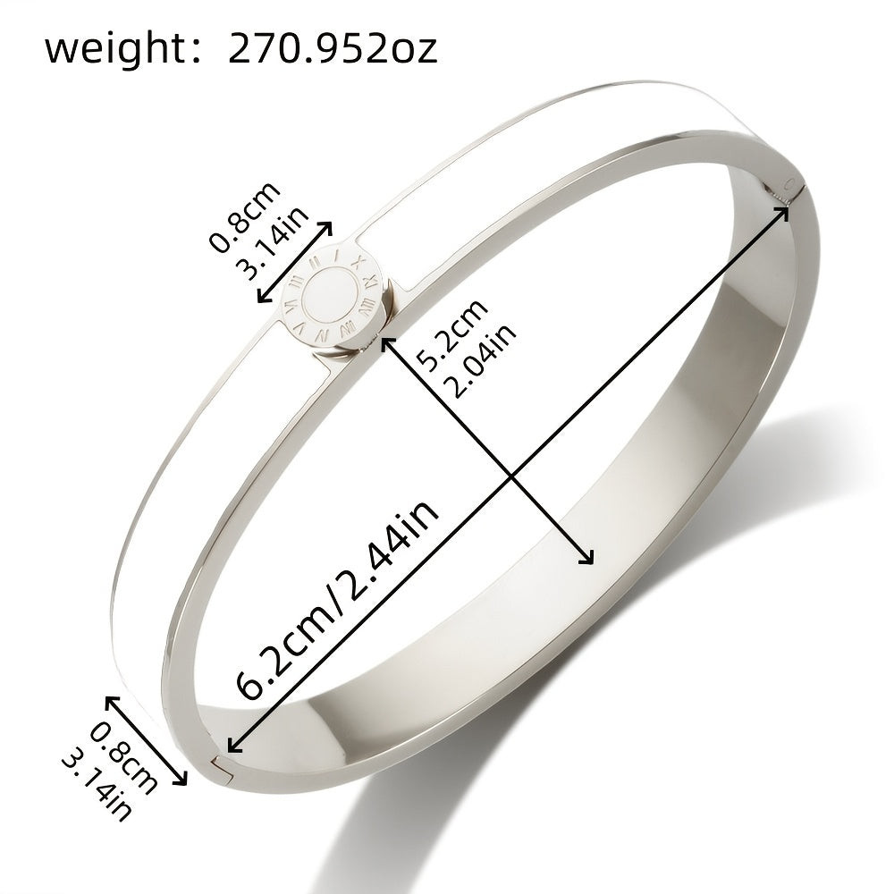 Stainless Steel Roman Numeral Bracelet Unisex Adjustable Cuff Jewelry