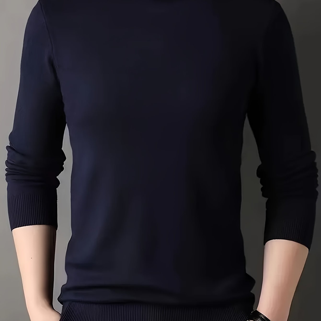 Men's Knit Sweater Hooded Fall Winter Solid Rayon Long Sleeve Stand Collar