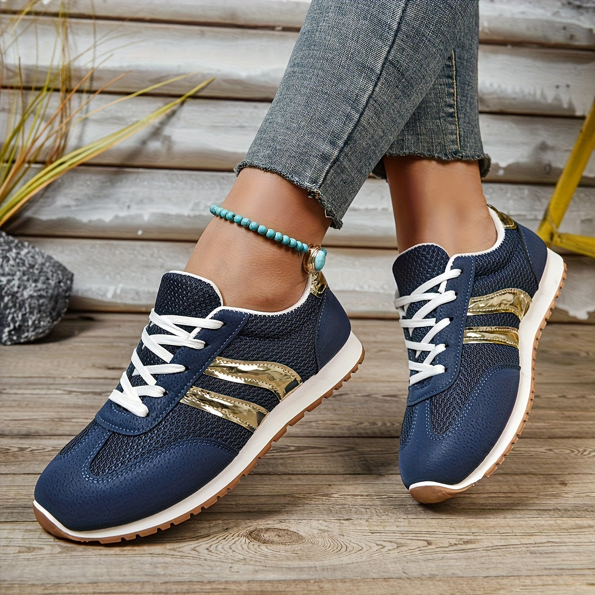 Women's Mesh Sneakers Breathable Casual Athletic Shoes Navy Blue