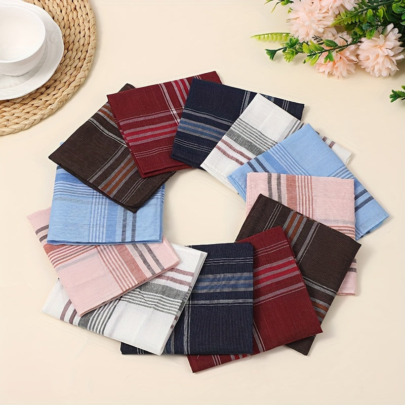 Set of 6 Men's Cotton Plaid Handkerchiefs Pocket Squares for Fashion and Style