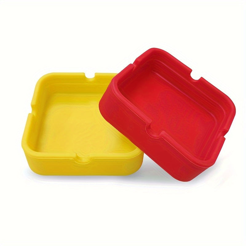 Unisex Silicone Square Ashtray Solid Color Anti-Drop Ash Storage Box